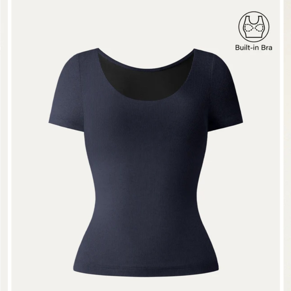 OGL Navy Scoop Neck Short Sleeve Top